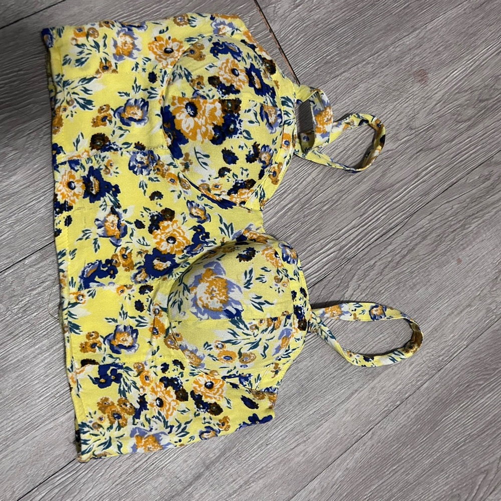 Floral Yellow Crop Top with Adjustable Straps